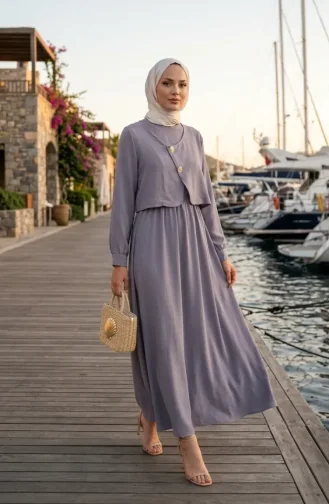 knee length dresses for ladies FARAH DRESS CHOCOLATE – DEMURE HIJABS main image 1