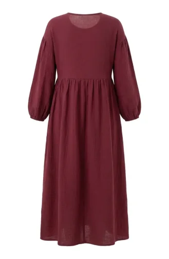 Muslin Fabric Hijab Dress With Bow Detail 2272-01 Rose Pink 2272-01