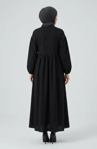 Robe Hijab En Mousseline Avec Nœud Décoratif 2272-02 Noir 2272-02