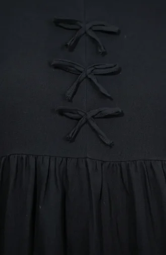 Robe Hijab En Mousseline Avec Nœud Décoratif 2272-02 Noir 2272-02