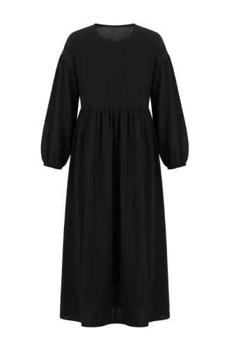 Robe Hijab En Mousseline Avec Nœud Décoratif 2272-02 Noir 2272-02