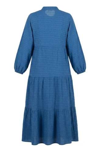 Robe Boutonnée Texturée En Relief 2255-01 Indigo 2255-01