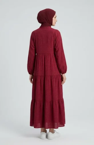 Robe à Boutons Texturés En Relief 2255-03 Rose 2255-03