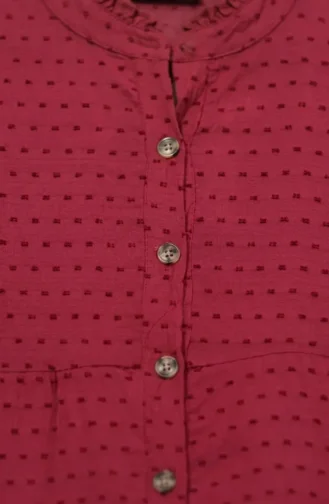 Robe à Boutons Texturés En Relief 2255-03 Rose 2255-03