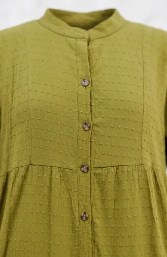 Robe Boutonnée Texturée En Relief 2255-05 Vert Olive 2255-05