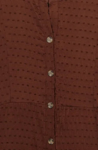 Robe à Boutons Texturés En Relief 2255-06 Marron 2255-06