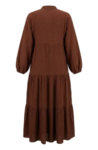 Robe à Boutons Texturés En Relief 2255-06 Marron 2255-06