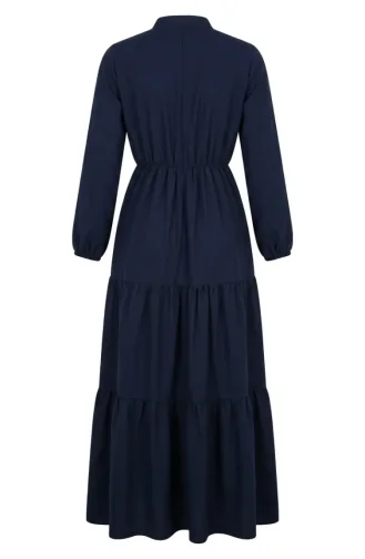 Robe à Demi-boutons Et Taille élastiquée 0276-01 Bleu Marine 0276-01