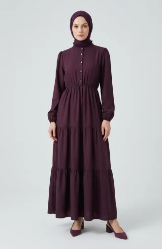 Robe à Demi-boutonnage Et Taille élastiquée 0276-02 Prune 0276-02