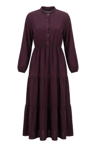 Robe à Demi-boutonnage Et Taille élastiquée 0276-02 Prune 0276-02