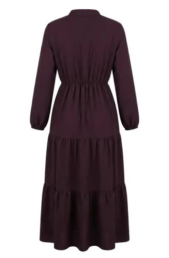 Robe à Demi-boutonnage Et Taille élastiquée 0276-02 Prune 0276-02