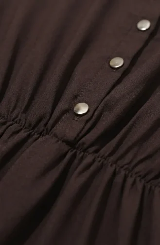 Robe Marron à Demi-boutons Et Taille élastiquée 0276-03 0276-03