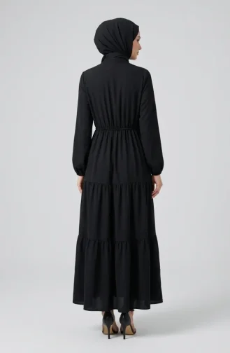 Robe Noire à Demi-boutons Et Taille élastiquée 0276-04 0276-04