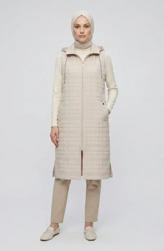 Gesteppte Kapuzenweste 71311-02 Beige 71311-02