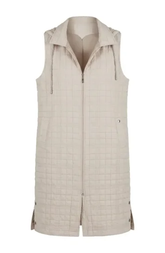 Gesteppte Kapuzenweste 71311-02 Beige 71311-02