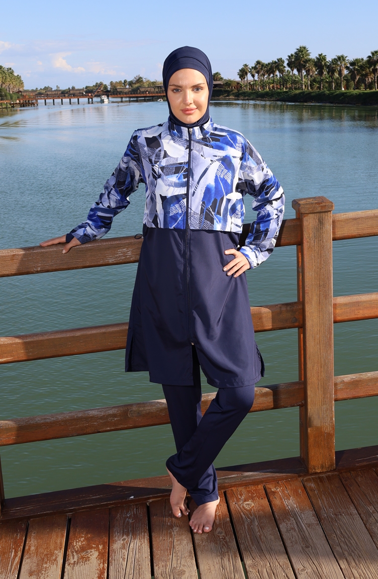 Ocean Wave Zip-Up 3-teiliger Badeanzug Marineblau Modell 26977-01 26977-01