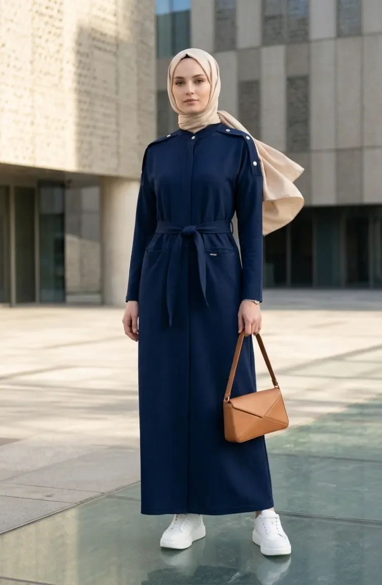 Two-Thread Belted Abaya 71177-03 Indigo 71177-03
