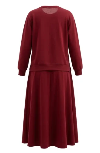 Ensemble Deux Pièces Avec Broderie Florale Et Strass 0255-04 Bourgogne. 0255-04