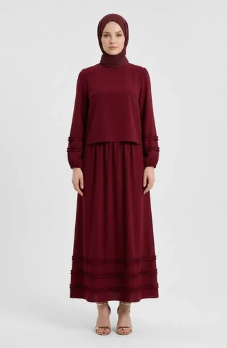 Ruffled Blouse And Skirt Two-Piece Set 0279-07 Burgundy 0279-07