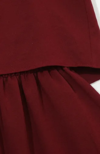 Ruffled Blouse And Skirt Two-Piece Set 0279-07 Burgundy 0279-07