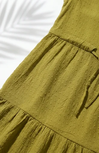 Halb Geknöpftes Mehrlagiges Kleid Mit Bindegürtel Modell 2273-04 Olivgrün 2273-04