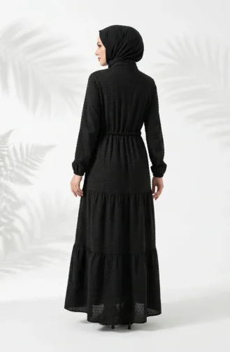 Half-Buttoned Tie-Waist Layered Dress 2273-05 Dark Green 2273-05