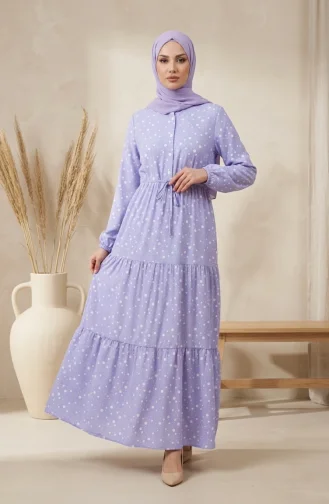 Stufenkleid Mit Polka-Dots Und Taillengürtel 0283-03 Eisblau 0283-03