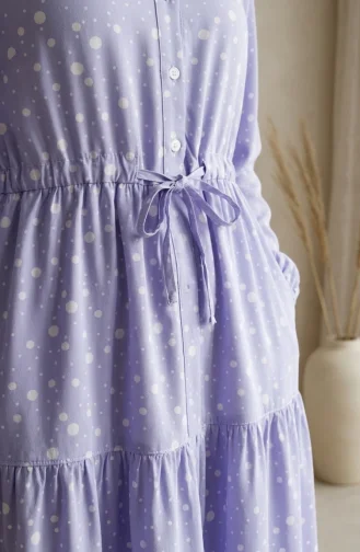 Stufenkleid Mit Polka-Dots Und Taillengürtel 0283-03 Eisblau 0283-03