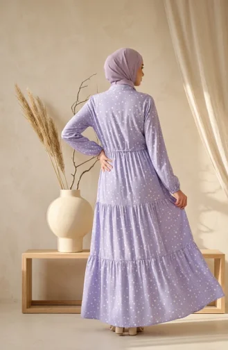 Stufenkleid Mit Polka-Dots Und Taillengürtel 0283-03 Eisblau 0283-03