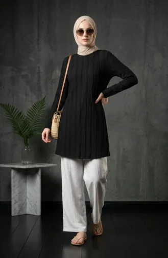Ruffle Detail Tunic 0507-04 Black 0507-04