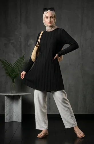 Ruffle Detail Tunic 0507-04 Black 0507-04