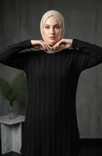 Ruffle Detail Tunic 0507-04 Black 0507-04