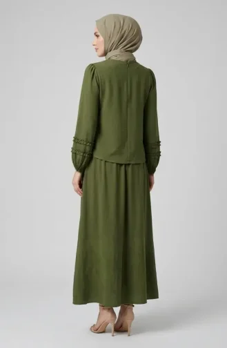 Zweiteiliges Set Aus Rüschenbluse Und -rock 0279-01 Khaki 0279-01