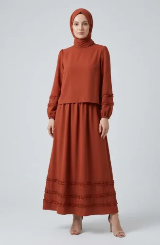 Ruffled Blouse And Skirt Two-Piece Set 0279-02 Terracotta 0279-02