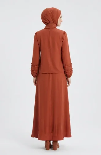 Ruffled Blouse And Skirt Two-Piece Set 0279-02 Terracotta 0279-02