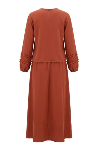 Ruffled Blouse And Skirt Two-Piece Set 0279-02 Terracotta 0279-02