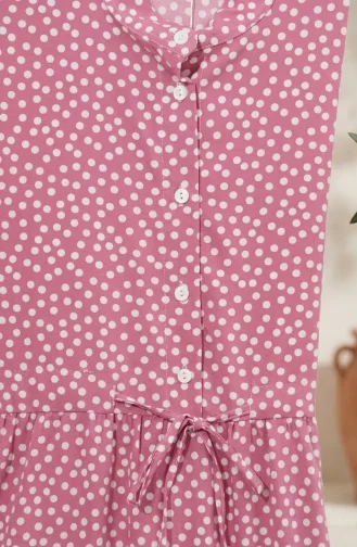 Robe Hijab à Pois Avec Ceinture à Nouer 0287-04 Rose 0287-04