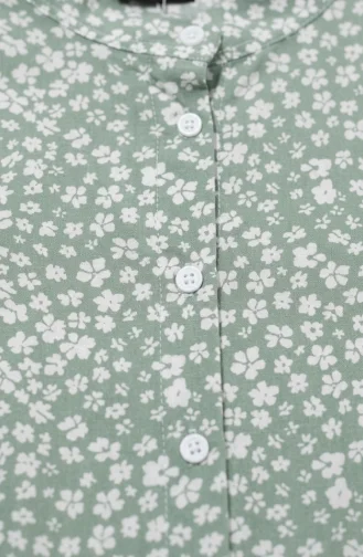 Robe Modeste à Ceinture à Motif Floral 0289-02 Kaki 0289-02