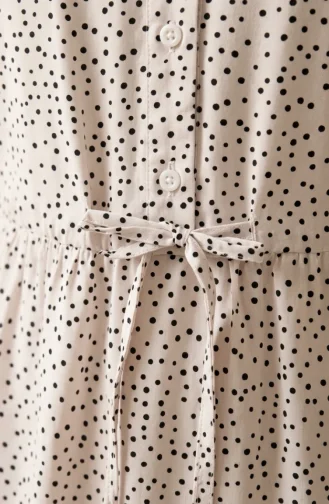 Robe Hijab à Pois Et Col Mandarin 0290-03 Blanche 0290-03