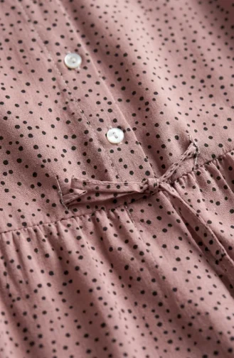 Robe Hijab à Pois Et Col Mandarin 0290-06 Rose 0290-06