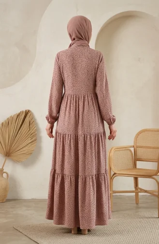 Robe Hijab à Pois Et Col Mandarin 0290-06 Rose 0290-06