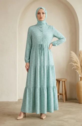 Lagenkleid Mit Blumenmuster 0291-03 Hellgrün 0291-03