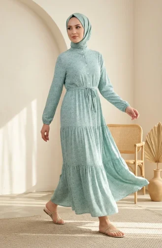 Lagenkleid Mit Blumenmuster 0291-03 Hellgrün 0291-03