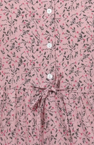 Robe Modeste à Motif Floral Et Ceinture à Nouer 0294-01 Rose 0294-01