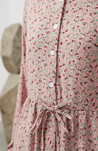 Robe Modeste à Motif Floral Et Ceinture à Nouer 0295-01 Rose 0295-01