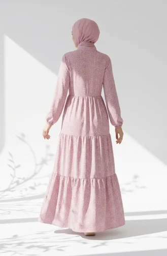 Robe Modeste à Motif Floral Et Ceinture à Nouer 0298-01 Rose 0298-01