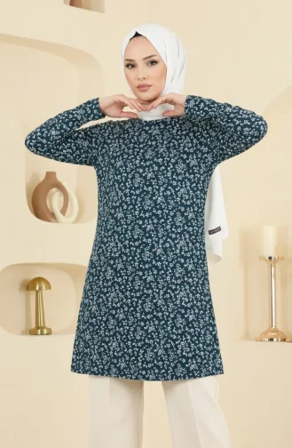 Crinkle Fabric Patterned Tunic 0504-04 Petrol 0504-04