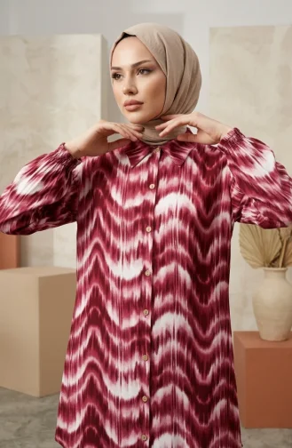 Tunique En Viscose à Col Chemise 0273-01 Bordeaux 0273-01