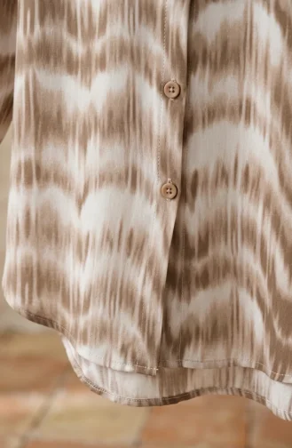 Tunique En Viscose à Col Chemise 0273-03 Beige 0273-03