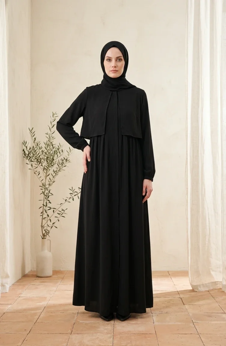 Pileli Robalı Ferace 5085-01 Siyah